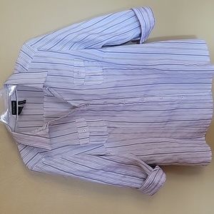 Polyester, nylon, spandex fitted button down 3/4 length sleeve